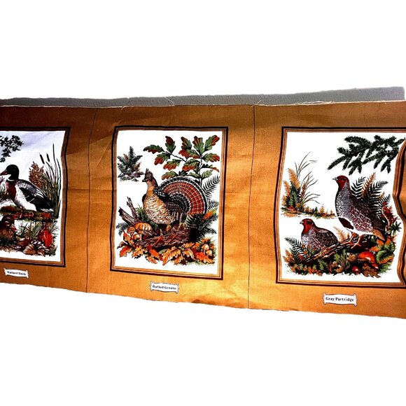 Cranston 3 Panel Fabric Wildlife Bird Mallard Duck Ruffed Grouse Gray Partridge - Picture 2 of 14